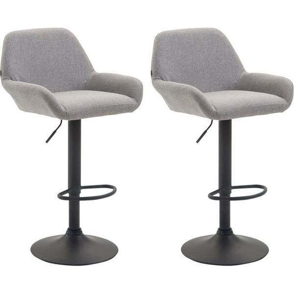 Set Di 2 Sgabelli Da Bar Regolabili - Sgabello Da Bar - Comodo Schienale E Poggiapiedi | Colore: Grigio | Colore Base: Nero-image