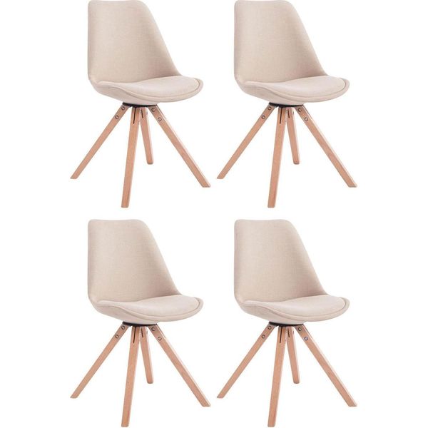Set Di Quattro Sedie Per Visitatori In Tessuto - Sedie Per Ospiti - Ottimo Comfort Di Seduta | Colore: Crema | Colore Dell'abbigliamento: Naturale-image