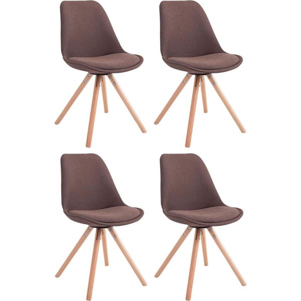 Set Di Quattro Sedie Per Visitatori - Sedie Per Ospiti - Design Elegante Con Robusta Struttura In Legno | Colore: Marrone | Colore Dell'abbigliamento: Naturale-image