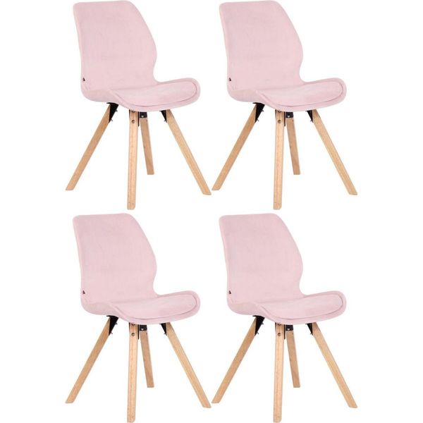 Set Di Quattro Sedie Da Pranzo - Sedie Per Visitatori - Seduta Confortevole | Colore: Rosa | Materiale: Morbido-image