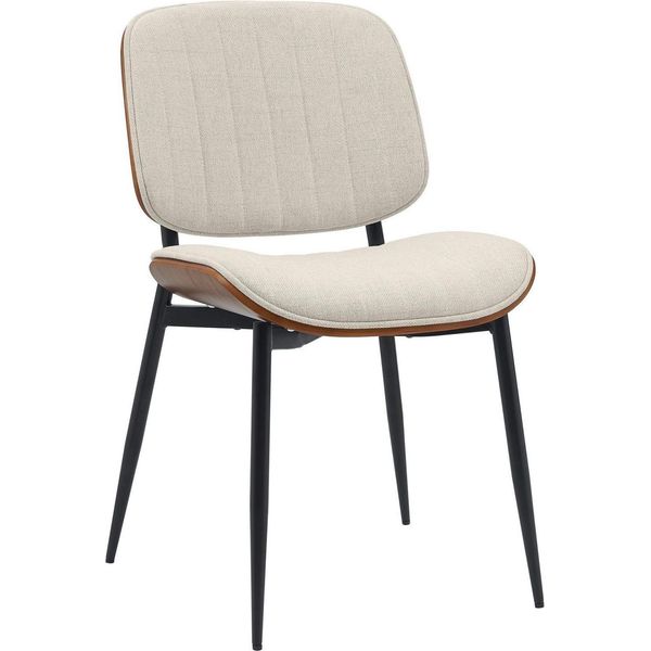 Elegante Sedia Da Pranzo - Sedia Da Cucina - Seduta Comoda E Durevole. Colore: Noce/Crema | Materiale: Polvere-image