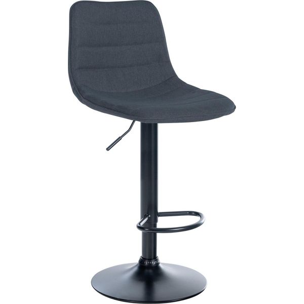 Sgabello Da Bar In Tessuto - Sgabello Di Design - Regolabile In Altezza E Ruotabile A 360° | Colore: Grigio Scuro, Colore Base: Nero-image