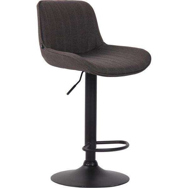 Elegante Sgabello Da Bar - Sgabello Alto - Regolabile In Altezza, Tessuto Di Facile Manutenzione | Colore: Grigio Scuro, Colore Base: Nero-image
