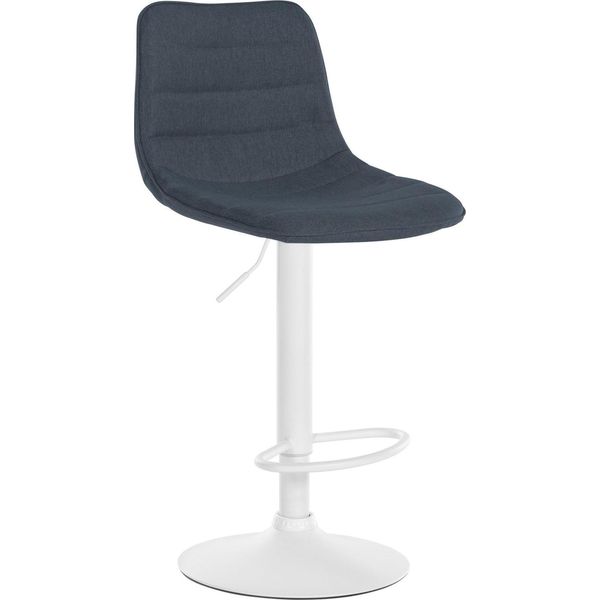 Sgabello Da Bar In Tessuto - Sgabello Di Design - Regolabile In Altezza E Ruotabile A 360° | Colore: Grigio Scuro, Colore Base: Bianco-image