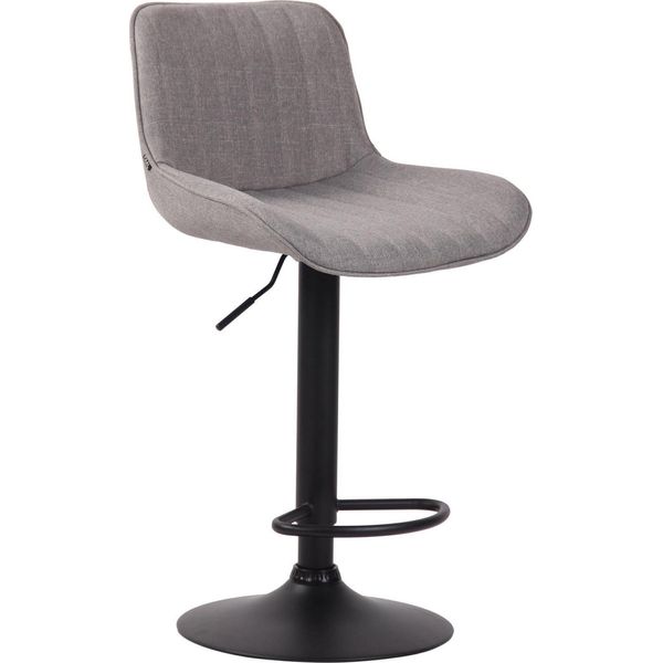 Elegante Sgabello Da Bar - Sgabello Alto - Altezza Regolabile, Tessuto Di Facile Manutenzione | Colore: Grigio | Colore Base: Nero-image