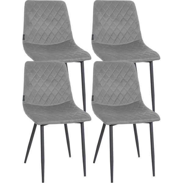 Set Di Quattro Sedie Da Pranzo - Sedie In Velluto - Imbottitura Confortevole-image