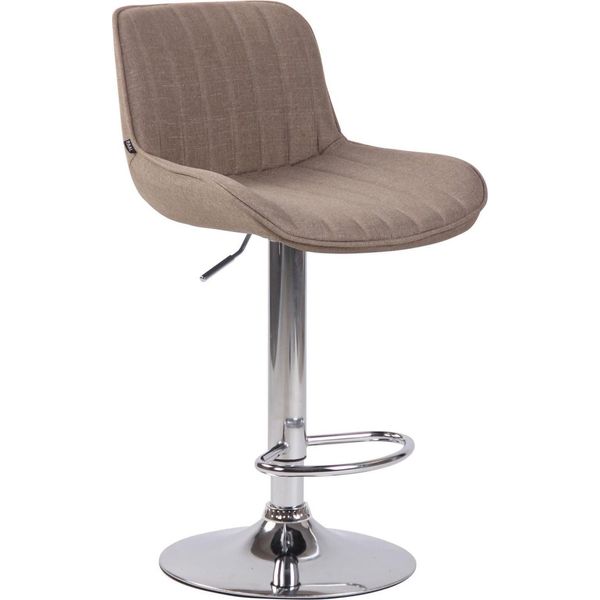 Elegante Sgabello Da Bar - Sgabello Alto - Altezza Regolabile, Tessuto Di Facile Manutenzione | Colore: Taupe | Colore Base: Cromo-image