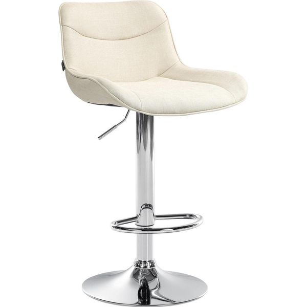 Sgabello Da Bar Regolabile - Sgabello Girevole - Comfort Ergonomico, Tessuto Resistente | Colore: Crema | Colore Base: Cromo-image