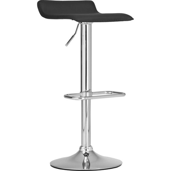 Sgabello Da Bar Regolabile Con Rivestimento In Pelle Finta - Sgabello Da Cucina Moderno - Girevole A 360° | Colore: Nero-image
