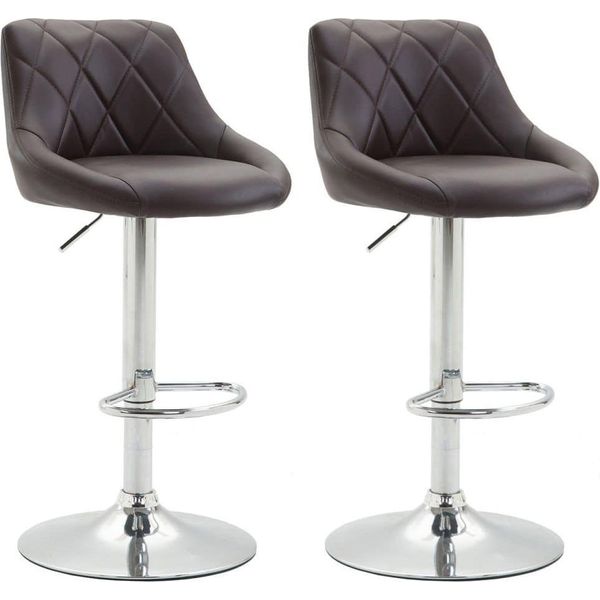 Set Di 2 Sgabelli Da Bar - Sgabelli Eleganti - Regolabili In Altezza Con Funzione Girevole A 360° | Colore: Marrone-image