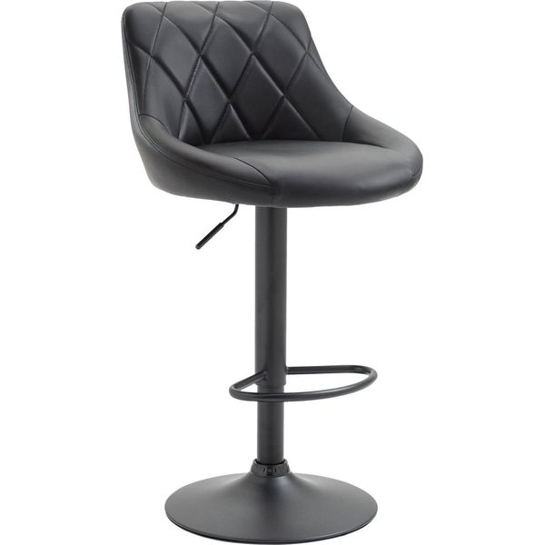 Elegante Sgabello Da Bar - Sgabello - Rivestimento In Pelle Finta, Girevole A 360°, Regolabile In Altezza | Colore: Nero | Colore Base: Nero-image