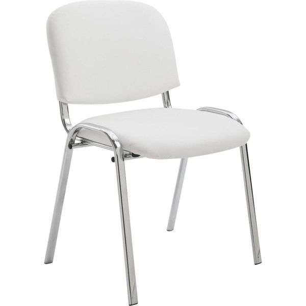 Sedia Impilabile - Sedia Da Conferenza - Pelle Finta E Metallo Robusto - Impilabile Per Risparmiare Spazio | Colore: Bianco-image