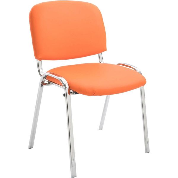 Sedia Impilabile - Sedia Da Conferenza - Pelle Finta E Metallo Robusto - Impilabile Per Risparmiare Spazio | Colore: Arancione-image