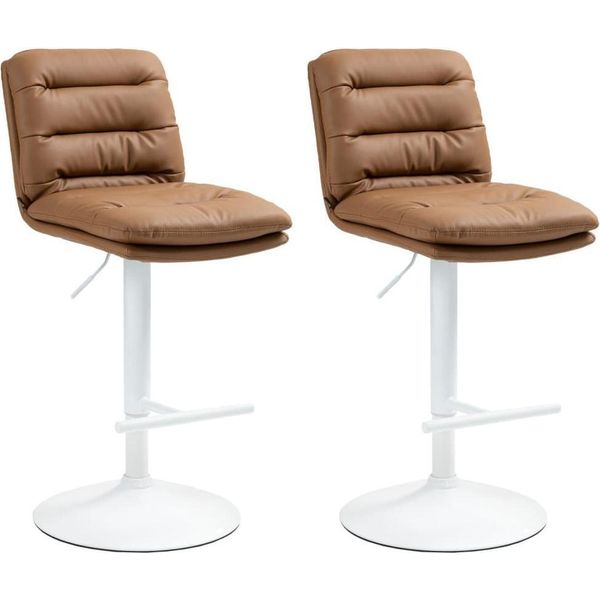 Set Di 2 Sgabelli Da Bar In Pelle Finta - Sgabelli Regolabili - Elevato Comfort Di Seduta, Design Moderno-image