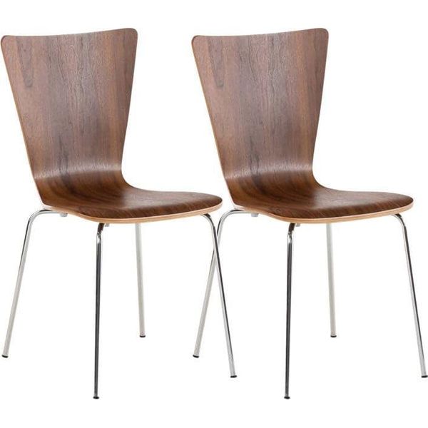 Set Di 2 Sedie Per Visitatori - Sedute Ergonomiche Impilabili - Seduta Confortevole | Colore: Noce-image