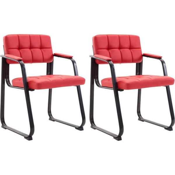 Set Di 2 Comode Sedie Per Visitatori - Sedie Per Riunioni - Lussuosa Posizione Di Seduta | Colore: Rosso-image