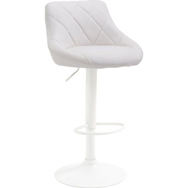 Elegante Sgabello Da Bar - Sgabello - Rivestimento In Pelle Finta, Girevole A 360°, Regolabile In Altezza | Colore: Bianco | Colore Base: Bianco-image