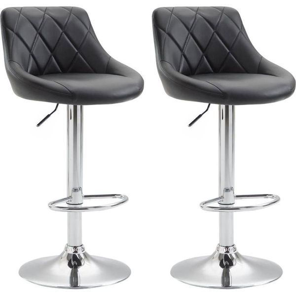 Set Di 2 Sgabelli Da Bar - Sgabelli Eleganti - Regolabili In Altezza Con Funzione Girevole A 360° | Colore: Nero-image
