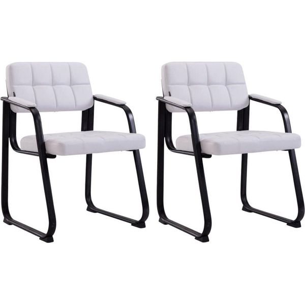 Set Di 2 Comode Sedie Per Visitatori - Sedie Per Riunioni - Lussuosa Posizione Di Seduta | Colore: Bianco-image