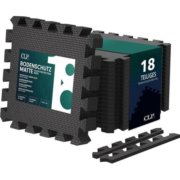 Set Di Tappetini Sportivi 18 Pezzi - Tappetino Per Puzzle - Antiscivolo E Idrorepellente - 30 X 30 Cm Nero-image