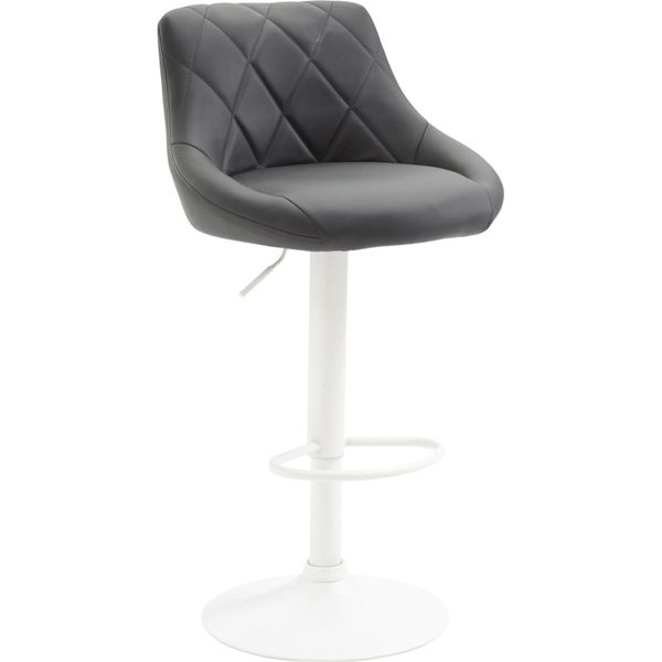 Elegante Sgabello Da Bar - Sgabello - Rivestimento In Pelle Finta, Girevole A 360°, Regolabile In Altezza | Colore: Grigio | Colore Base: Bianco-image