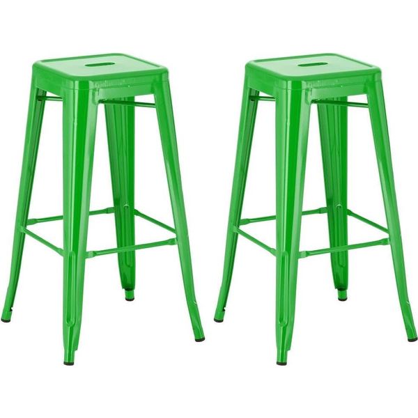 Set Di 2 Sgabelli Da Bar - Sgabelli Alti - Impilabili, Design Salvaspazio | Colore: Verde-image