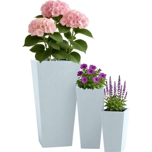 Set Di 3 Fioriere Quadrate - Design Resistente Alle Intemperie E Traspirante-image