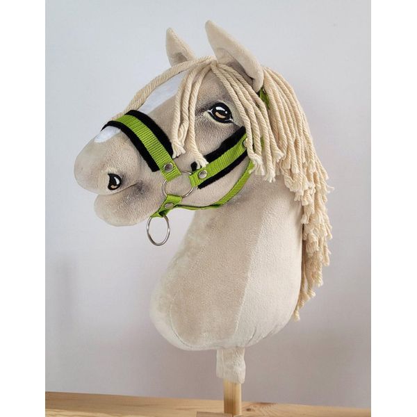Cavezza Regolabile, Tessuto, Vestibilità Comoda - Peluche Lime/Nero Per Cavallo Da Tiro A3-image