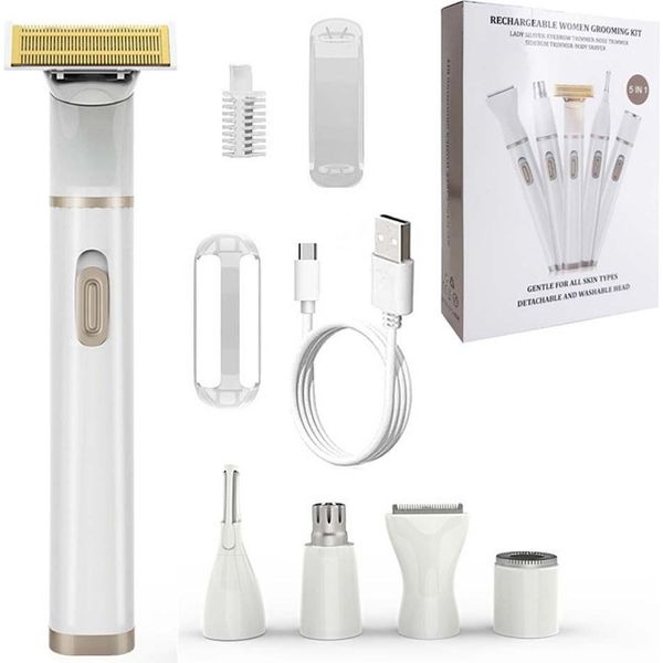 Inf Mini Rasoio Elettrico 5 In 1 - Kit Di Depilazione Ricaricabile Usb-image