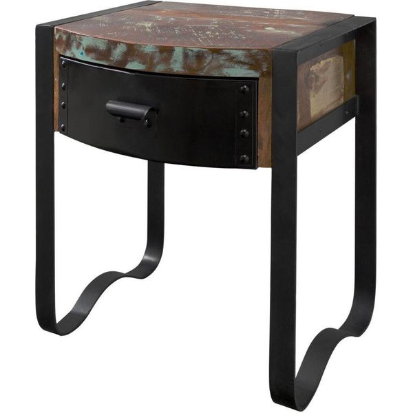 MASSIVMOEBEL24 | Comodino In Legno Di Legno Riciclato 50X40X60 Multicolore Laccato Industrial #11-image
