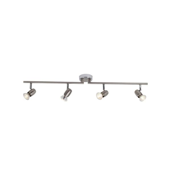 Brilliant Lampe Wesley Led Spotrohr 4Flg Eisen/Chrom 4X LED-PAR51, GU10, 5W Led-Reflektorlampen Inklusive, (380Lm, 3000K) Arme Drehbar / KöPfe Schwenkbar-image