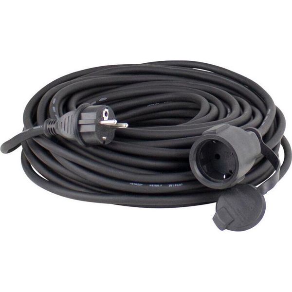 As Schwabe Cavo Di Prolunga In Gomma 10 Metri, H05RR-F 3G1.5, IP44, Nero, 230 V/16 A, Spina Di Sicurezza Con Cappuccio Di Protezione-image