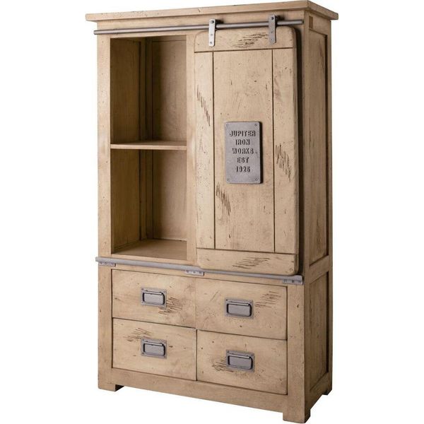 MASSIVMOEBEL24 | Railway #313 Credenza In Legno Di Mango - Laccato / Whitewash 90X45X150-image