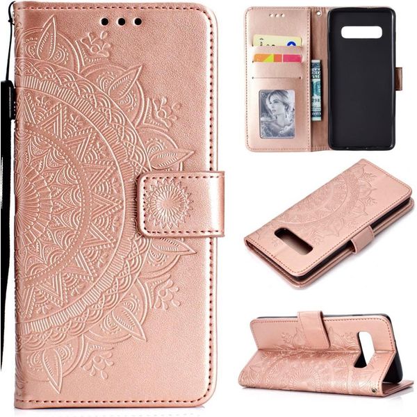 Custodia Per Samsung Galaxy S10 Custodia Per Telefono Cellulare Flip Cover Protettiva Mandala Oro Rosa-image