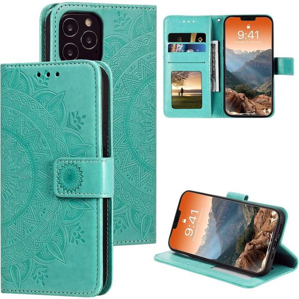 Custodia Per Apple Iphone 12 Pro Max Custodia Del Telefono Cellulare Flip Case Cover Mandala Rosegold-image