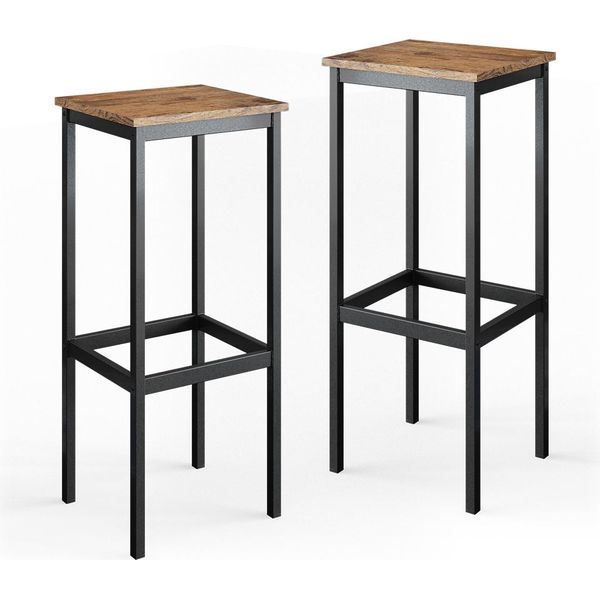 Vicco Set Di 2 Sgabelli Da Bar Fyrk, 32 X 78 Cm 2 Parti, Rovere Rustico/Nero-image