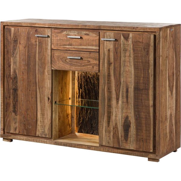 MASSIVMOEBEL24 | Bark #114 Credenza In Legno Di Acacia Laccato / Natur 145X40X101-image