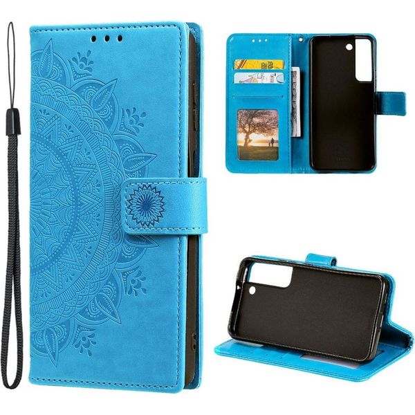 Custodia Per Samsung Galaxy S22+ (Plus) Cover Per Telefono Cellulare Custodia Flip Mandala Cover Blu-image