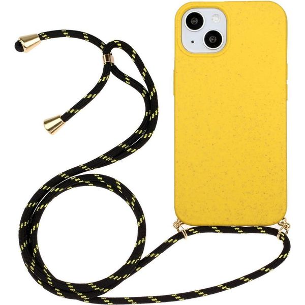 Custodia Per Apple Iphone 14 Plus Custodia Del Telefono Cellulare Custodia In Silicone Telefono Cellulare Catena Cinturino Giallo-image