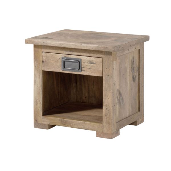 MASSIVMOEBEL24 | Nachttisch Mango 50X40X45 Beige Lackiert Railway #387-image