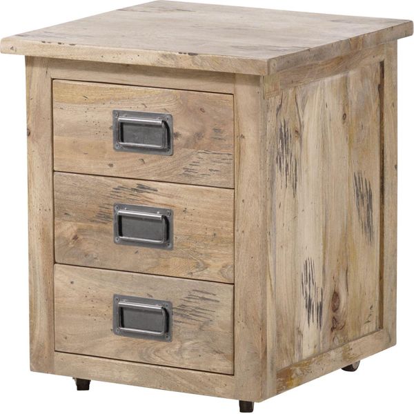 MASSIVMOEBEL24 | Nachttisch Mango 50X50X60 Beige Lackiert Railway #3003-image