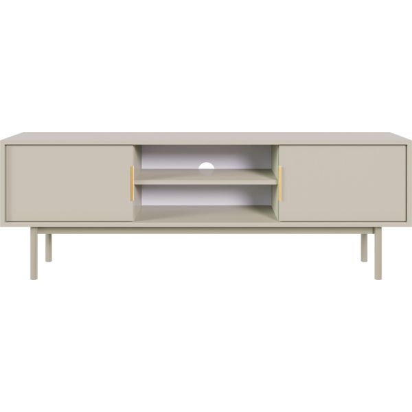 Mobile Tv Selsey Viviaro - Mobiletto Tv Con Due Vani A Giorno, Grigio-Beige, 154 Cm-image