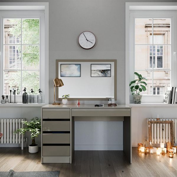 Vicco Tavolo Da Toeletta Sherry, 120 Cm Senza Specchio, Grigio Lucido-image