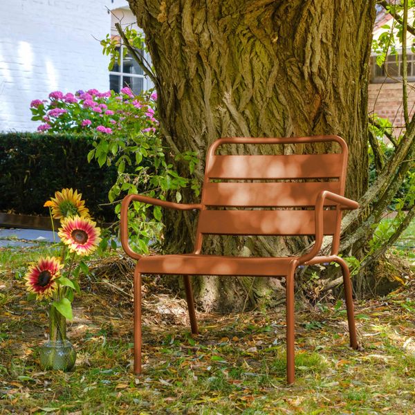 Poltrona Da Giardino Bassa Reclinabile In Acciaio Caramello - Oviala Palavas-image