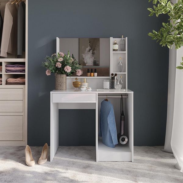 Vicco Tavolo Da Toeletta Sherry, 89.8 Cm 3 Parti, Bianco/Bianco Lucido-image