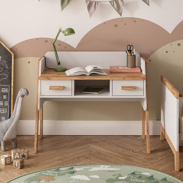 Vitalispa Scrivania Malia, 97 X 51 Cm Con 2 Cassetti, Bianco/Artisan/Artigiano-image