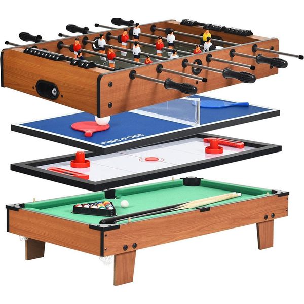 Tavolo Da Gioco 4 In 1: Calcio Balilla, Biliardo, Ping Pong, Hockey-image