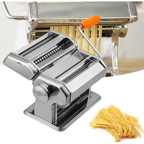 Jiubiaz Macchina Per La Pasta Manuale In Acciaio Inox Macchina Per La Pasta Essiccatore, Attacco Linguine Per Spaghetti, Lasagne, Tagliatelle Argento-image
