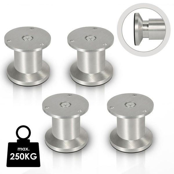 Jiubiaz 4X Piedini Per Mobili Piedini Per Mobili In Alluminio Diametro 40 Mm Altezza 60 Mm Argento Altezza Regolabile-image
