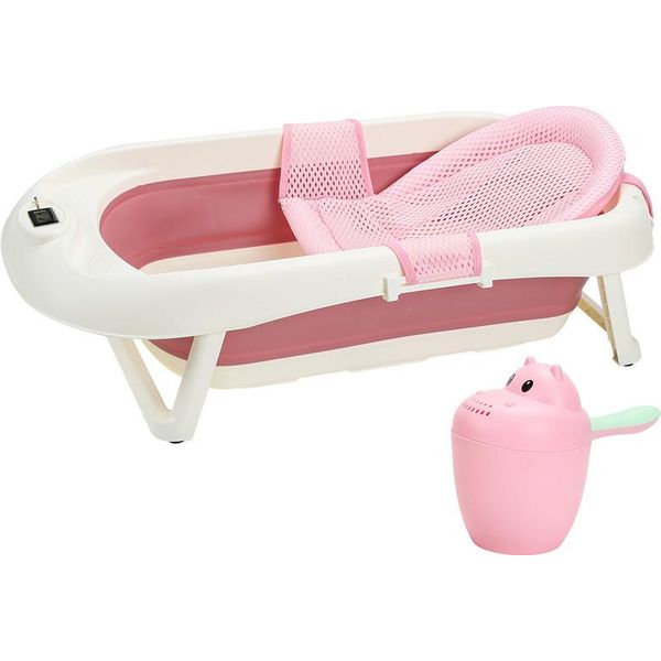 Jiubiaz Vasca Da Bagno Per Bambini Vasca Da Bagno Da Viaggio Ergonomica Pieghevole Con Termometro-image